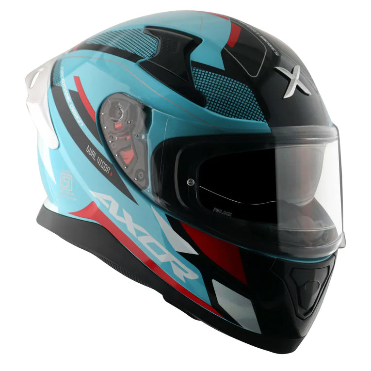 AXOR Apex Turbine Hex Blue Red Full Face Helmet
