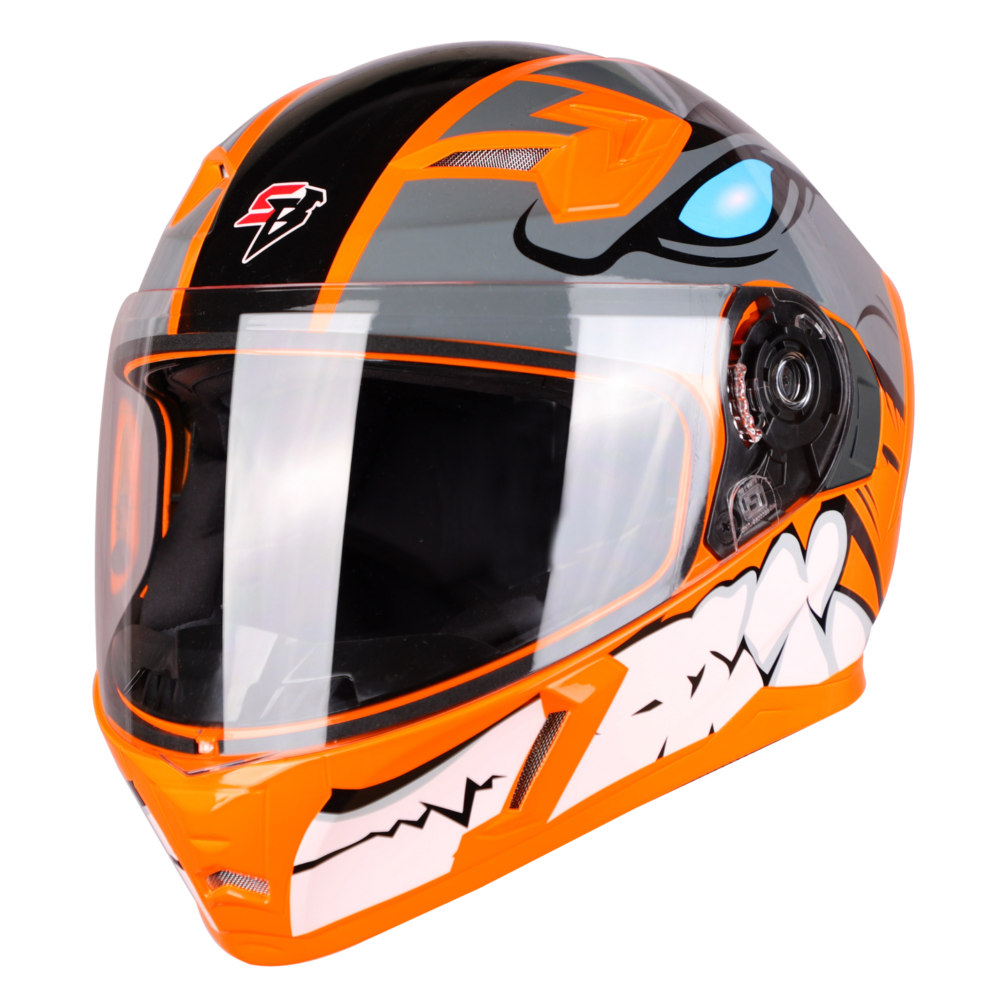 STEELBIRD Sba 21 Born Fluo Orange Clear Visor Full Face Helmet