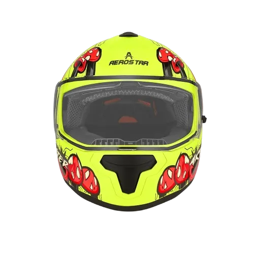 Aerostar Axter D4 Flu Yellow Red Full Face Helmet