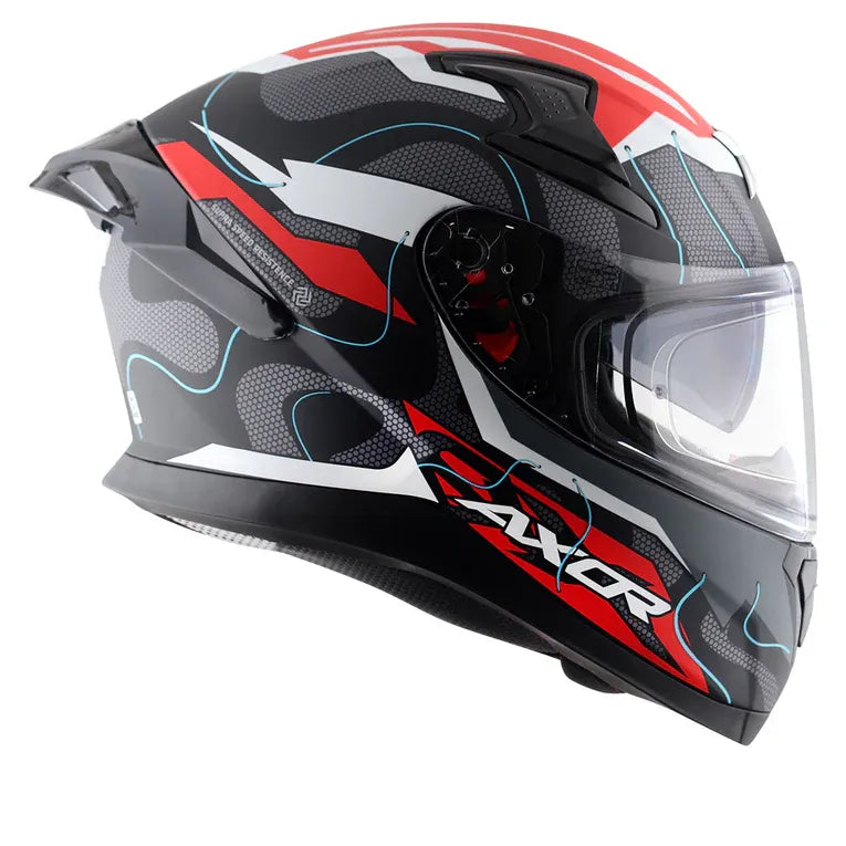 AXOR Apex Dyanamo Dull Black Red Full Face Helmet