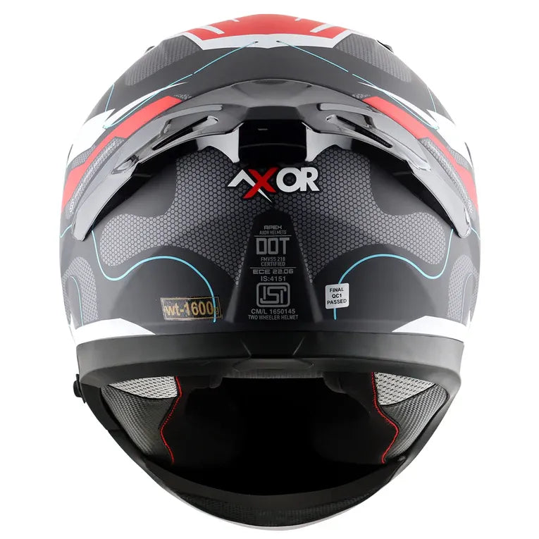 AXOR Apex Dyanamo Dull Black Red Full Face Helmet