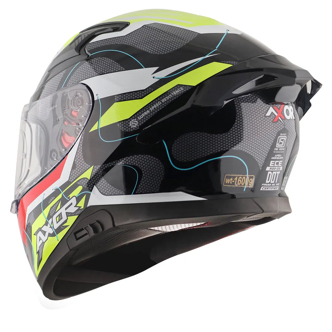 AXOR Apex Dynamo Black Neon Full Face Helmet