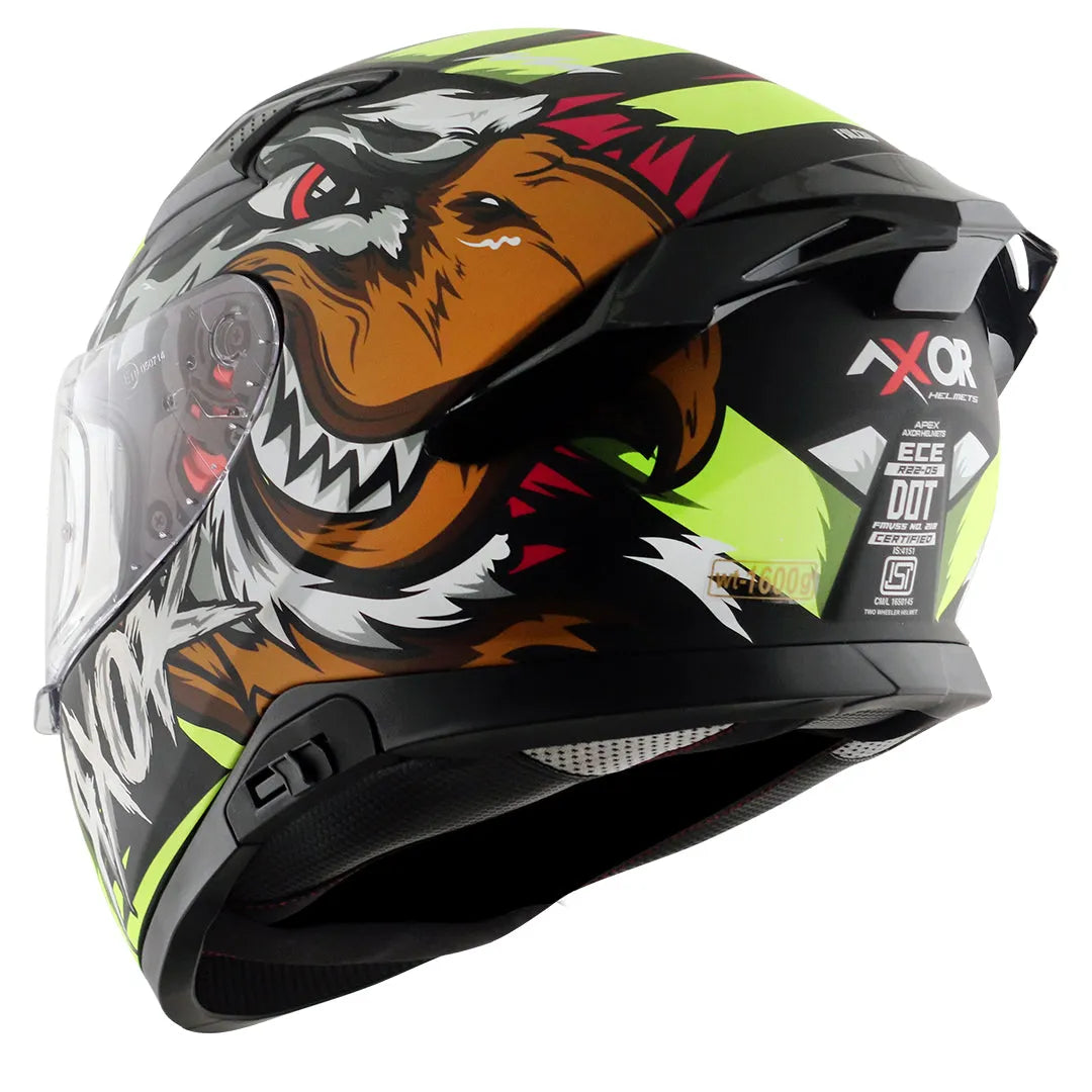 AXOR Apex Falcon Black Neon Yellow Full Face Helmet