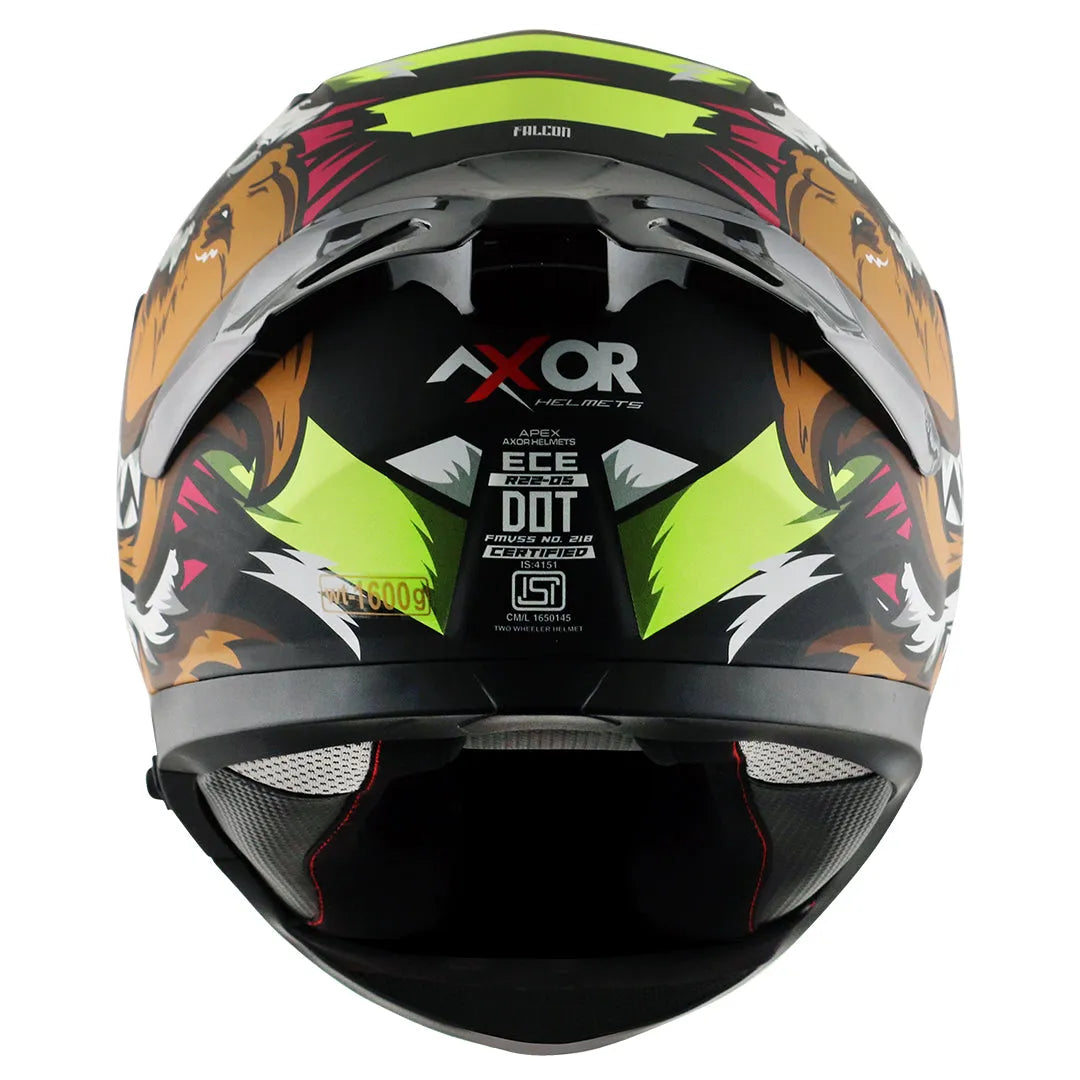 AXOR Apex Falcon Black Neon Yellow Full Face Helmet