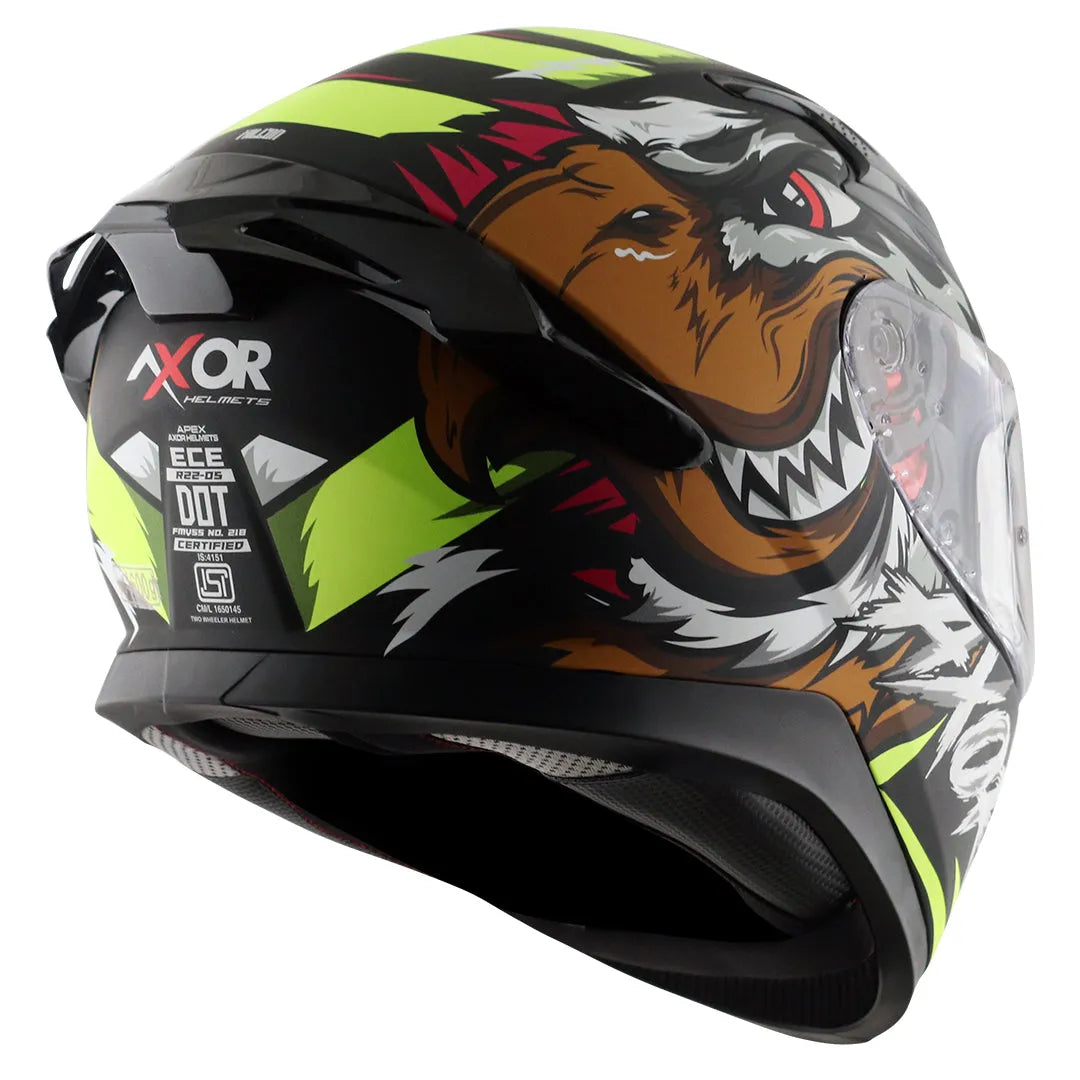 AXOR Apex Falcon Black Neon Yellow Full Face Helmet
