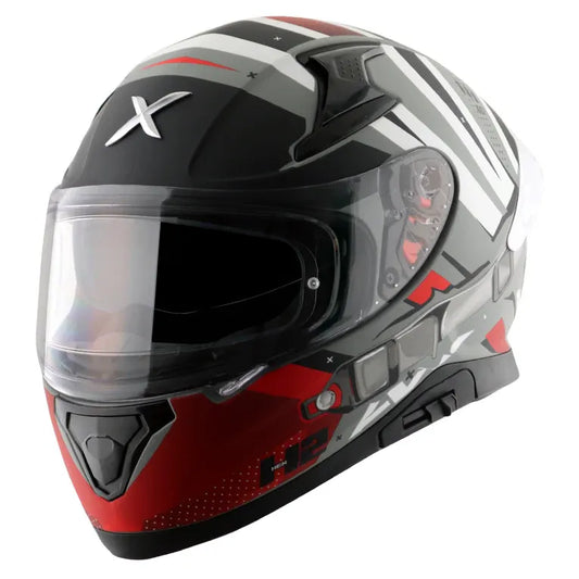 AXOR Apex Hex 2 Dull Cool Grey Red Full Face Helmet