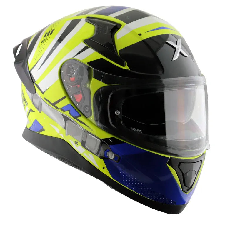 AXOR Apex Hex 2 Neon Yellow Blue Full Face Helmet