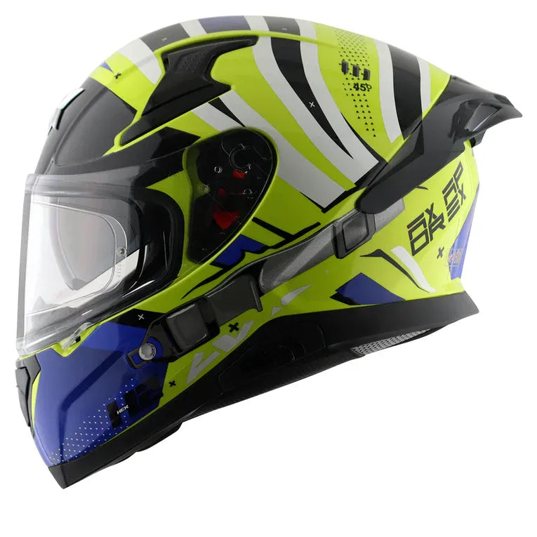 AXOR Apex Hex 2 Neon Yellow Blue Full Face Helmet