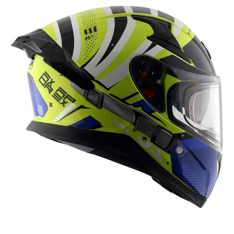 AXOR Apex Hex 2 Neon Yellow Blue Full Face Helmet