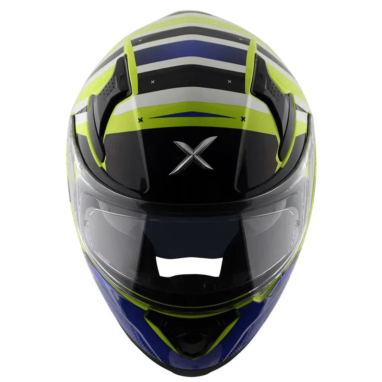 AXOR Apex Hex 2 Neon Yellow Blue Full Face Helmet