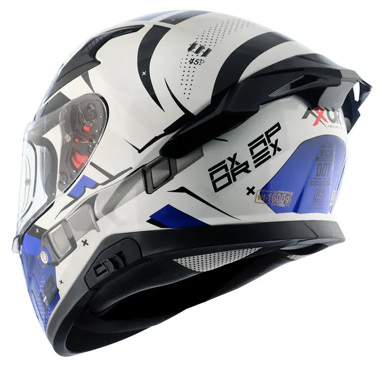 AXOR Apex Hex 2 White Blue Full Face Helmet