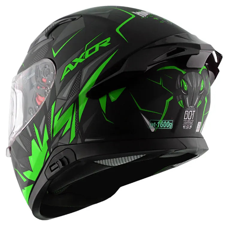 AXOR Apex Hunter Black Neon Green Full Face Helmet