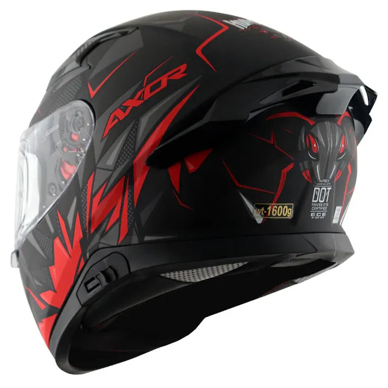 AXOR Apex Hunter Dull Black Red Full Face Helmet