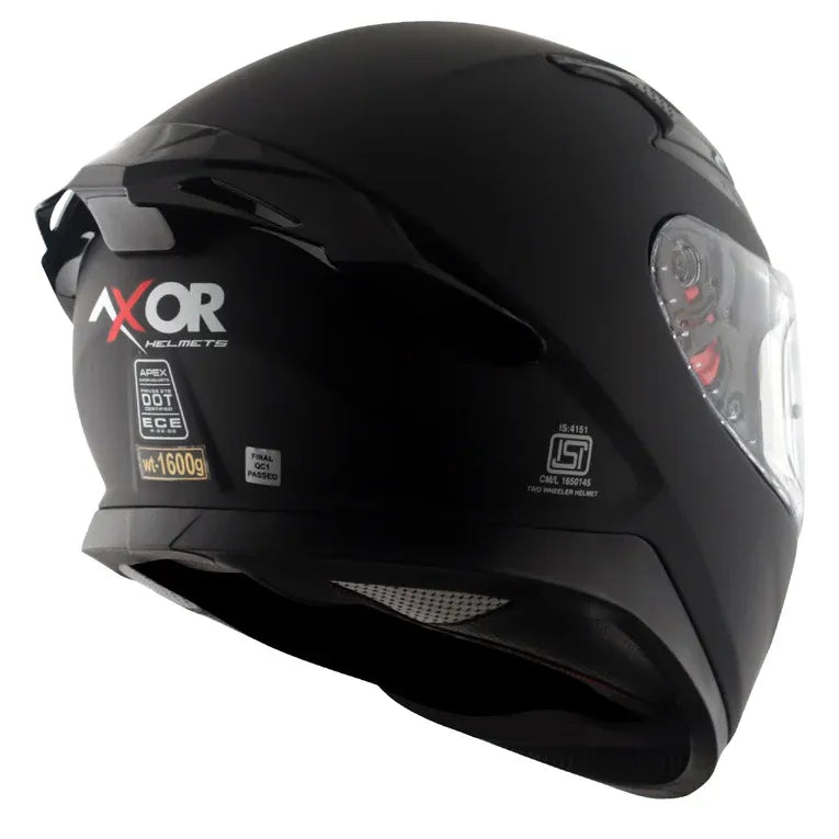 AXOR Apex Solid Dull Black Full Face Helmet