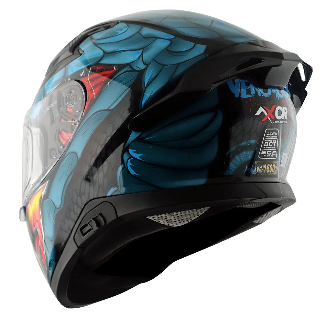 AXOR Apex Venomous Black M Blue Full Face Helmet