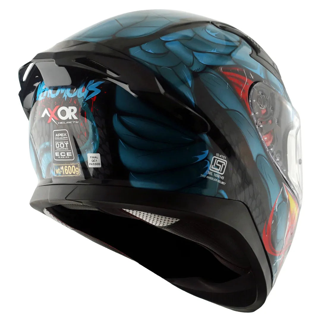 AXOR Apex Venomous Black M Blue Full Face Helmet