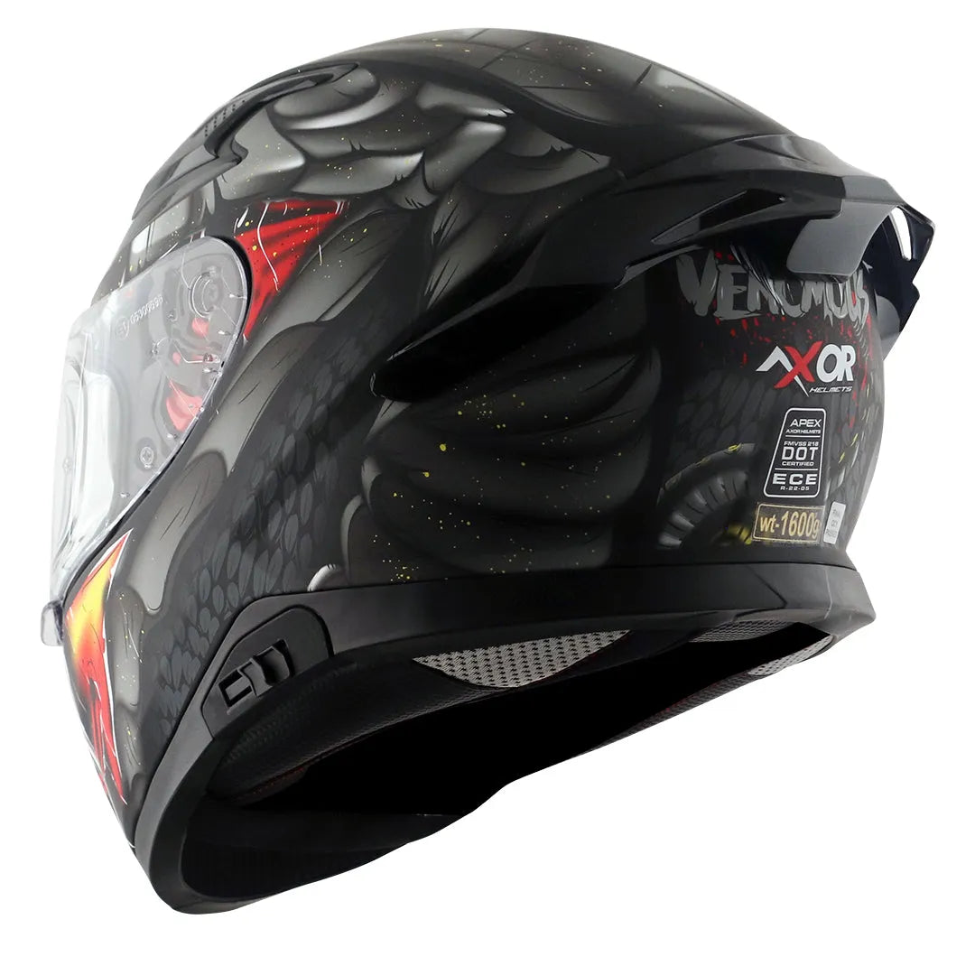 AXOR Apex Venomous Dull Black Grey Full Face Helmet