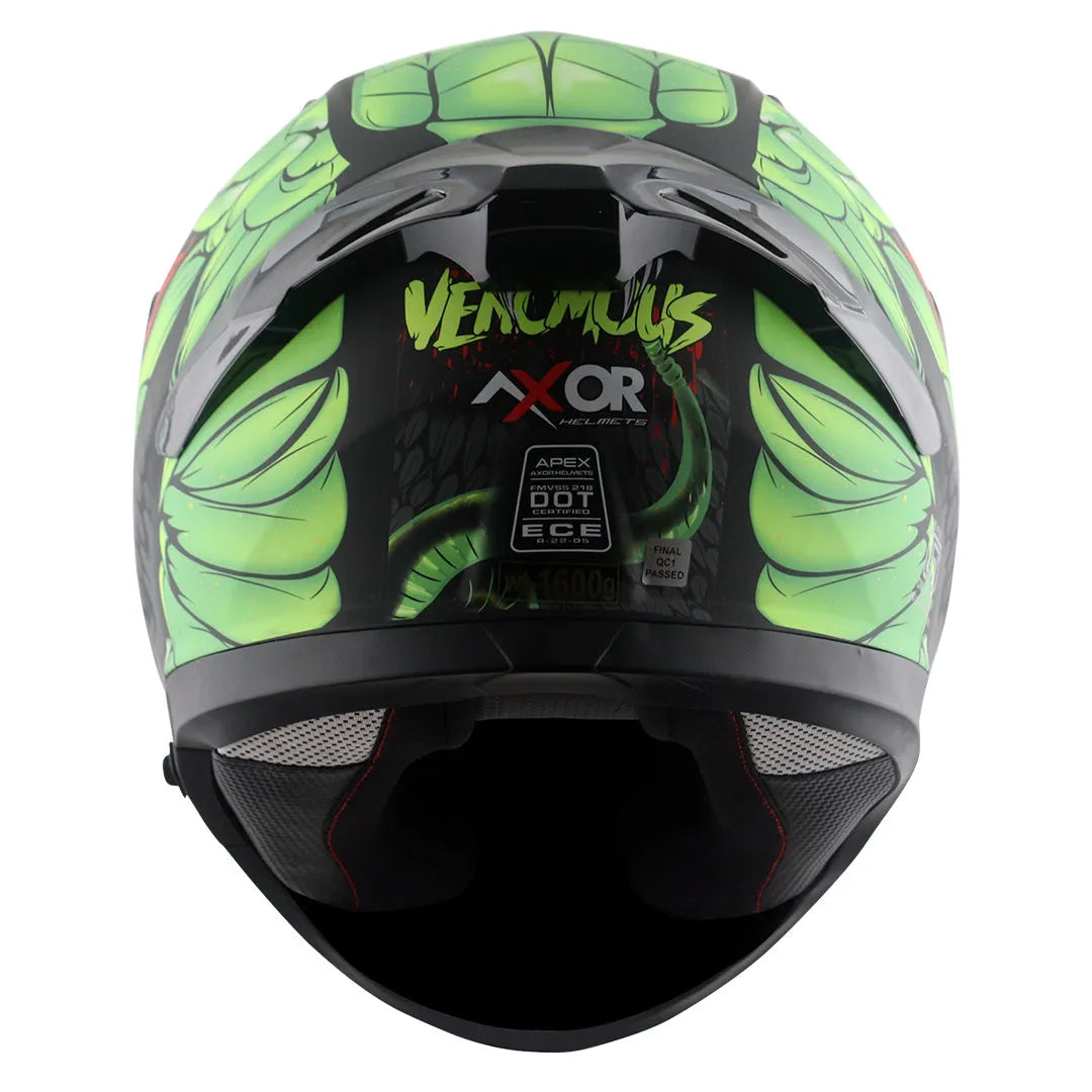 AXOR Apex Venomous Dull Black Neon Green Full Face Helmet