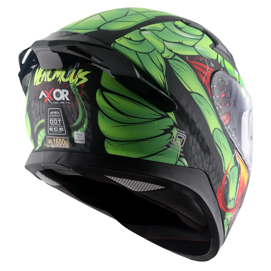 AXOR Apex Venomous Dull Black Neon Green Full Face Helmet