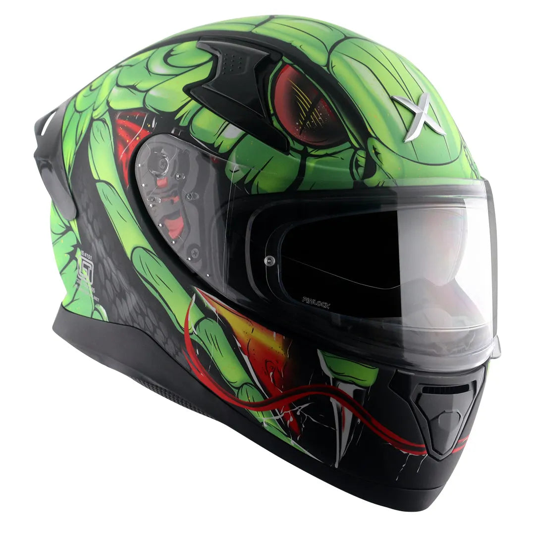 AXOR Apex Venomous Dull Black Neon Green Full Face Helmet
