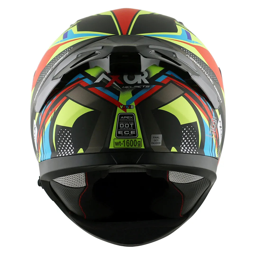 AXOR Apex Vivid Dull Black Neon Yellow Full Face Helmet