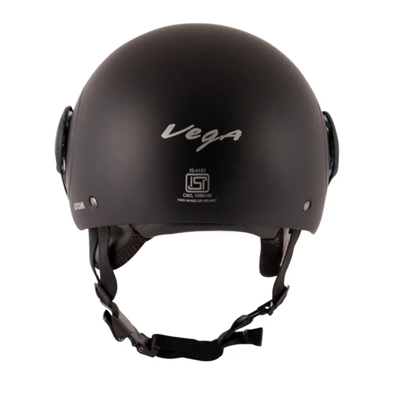 VEGA Atom Dull Black Half Face Helmet
