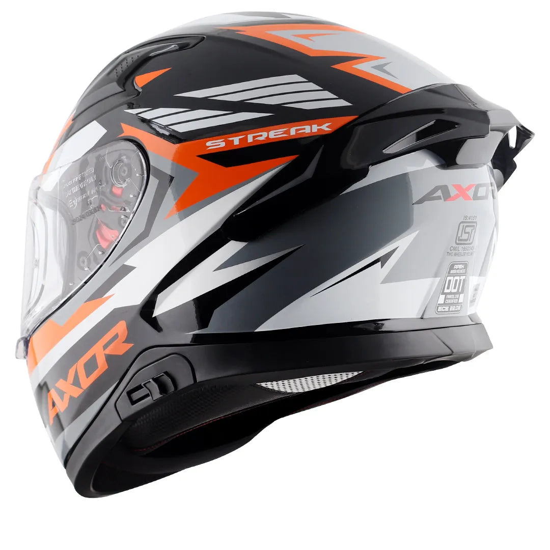 AXOR Apex Streak Black Orange Full Face Helmet