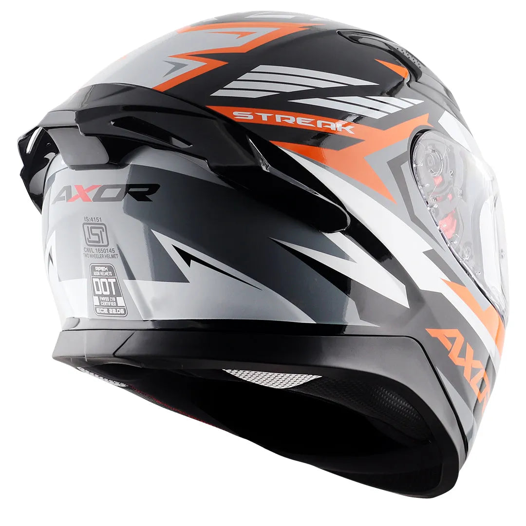 AXOR Apex Streak Black Orange Full Face Helmet
