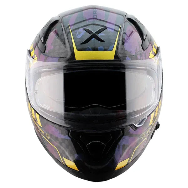 AXOR Apex Carbon Big Checks Gloss Neon Yellow Full Face Helmet