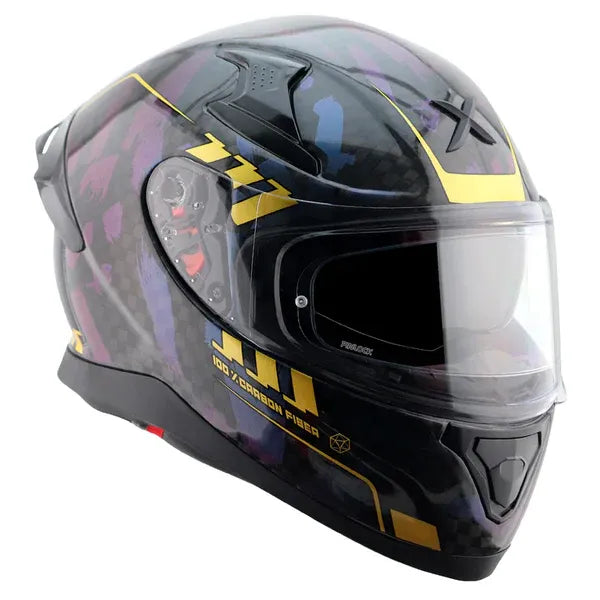 AXOR Apex Carbon Big Checks Gloss Neon Yellow Full Face Helmet