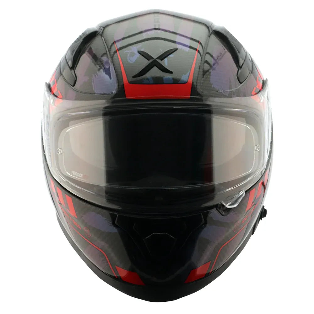 AXOR Apex Carbon Big Checks Gloss Red Full Face Helmet