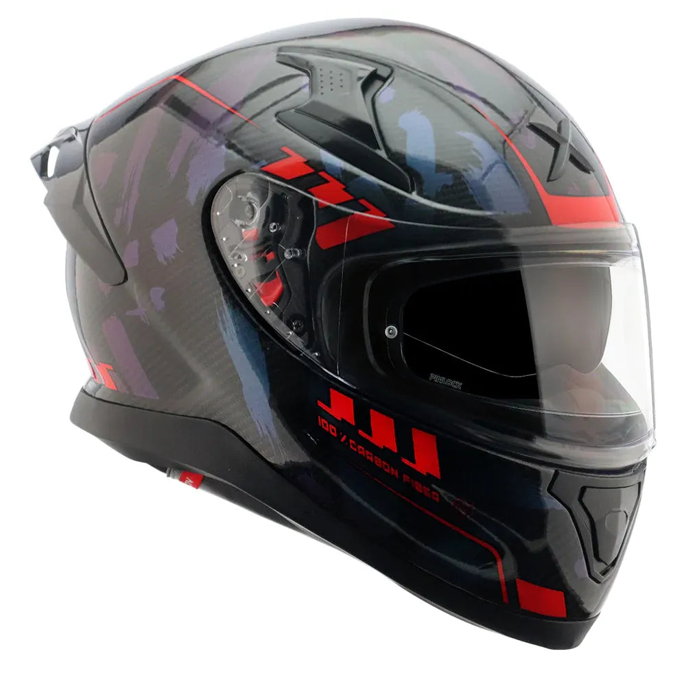 AXOR Apex Carbon Small Checks Gloss Red Full Face Helmet