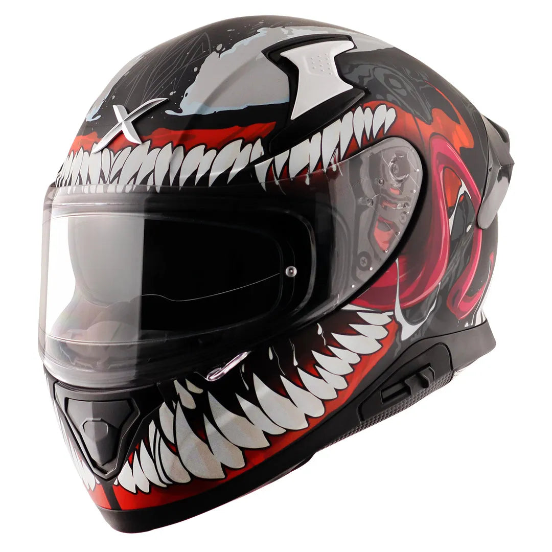 AXOR Apex Marvel Venom Dull Black Red Full Face Helmet