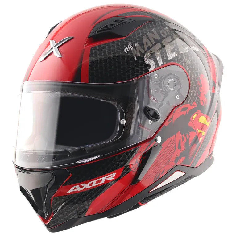 Axor Hunter Dc Superman Red Black Full face Helmet
