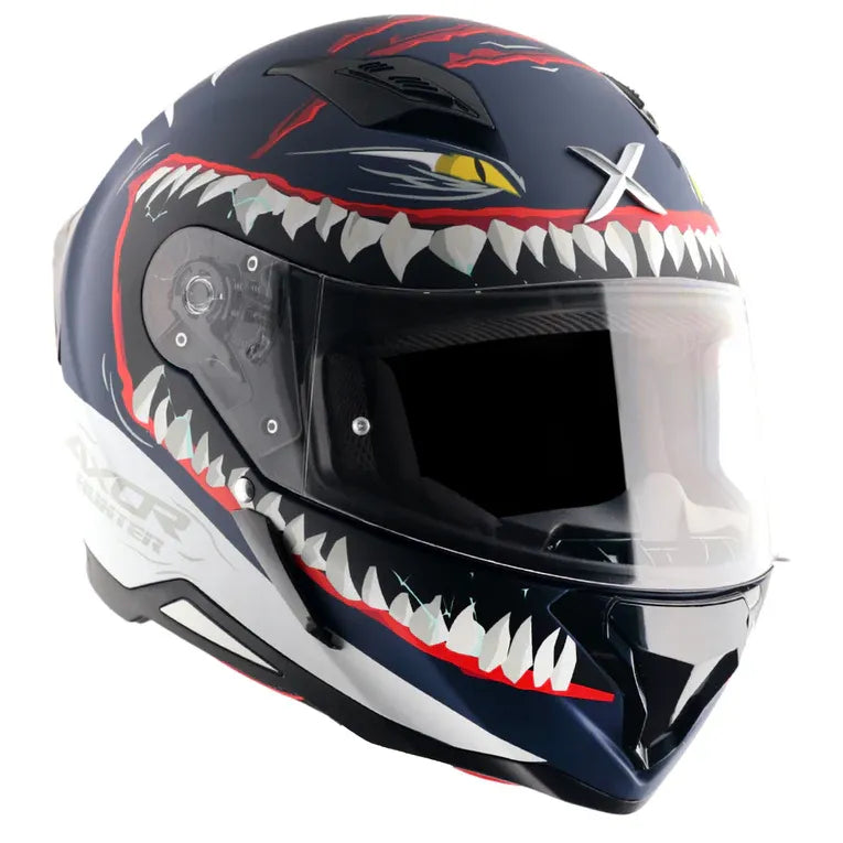 AXOR Hunter Shark Dull Blue White Full Face Helmet