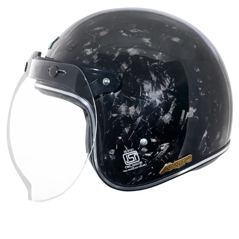 AXOR Retro Jet Forgrd Carbon Forged Carbpn Half Face Helmet