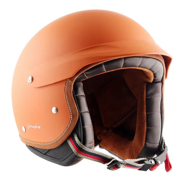 AXOR Retro Jet West With Peak Dull Orange Half Face Helmet