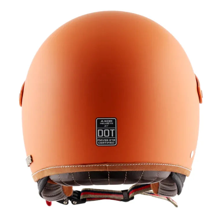 AXOR Retro Jet West With Peak Dull Orange Half Face Helmet