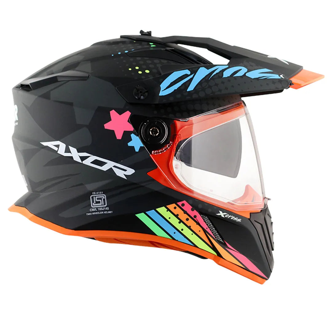 AXOR X Cross X2 Dual Visor Dull Black Grey Off Road Helmet