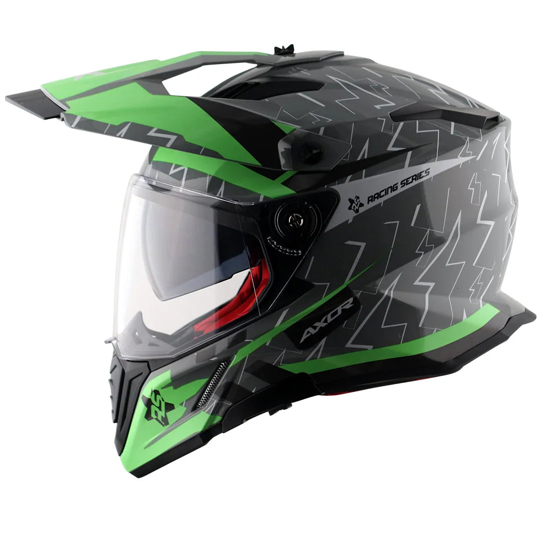 AXOR X Cross Flash Dual Visor Cool Grey Green Off Road Helmet