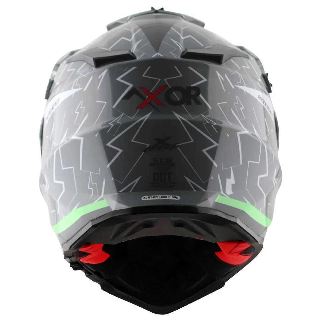AXOR X Cross Flash Dual Visor Cool Grey Green Off Road Helmet