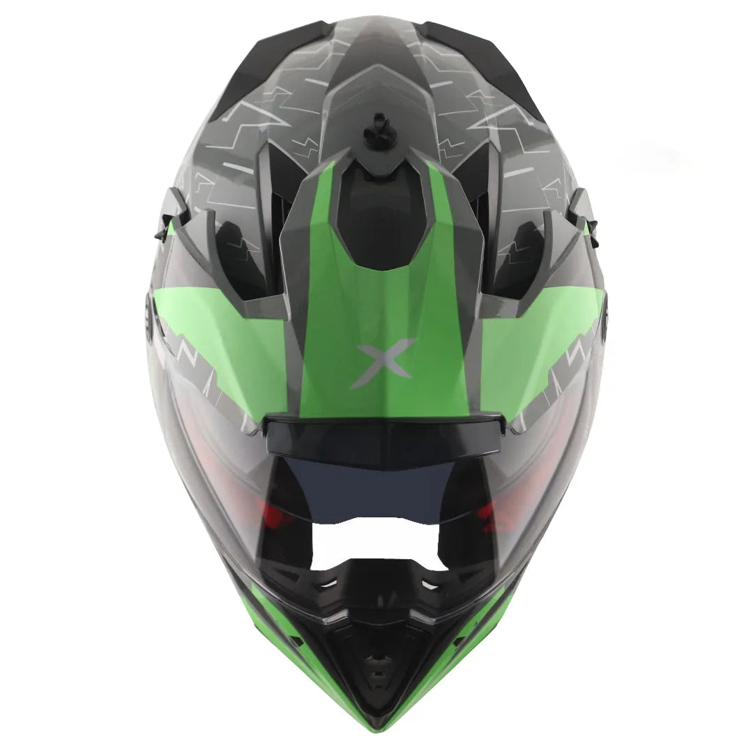 AXOR X Cross Flash Dual Visor Cool Grey Green Off Road Helmet