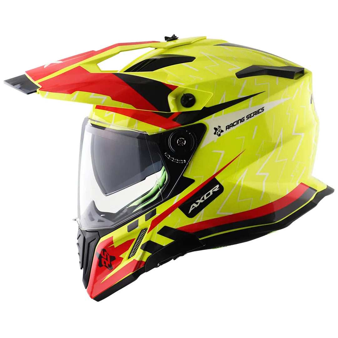 AXOR X Cross Flash Dual Visor Neon Yellow Red Off Road Helmet