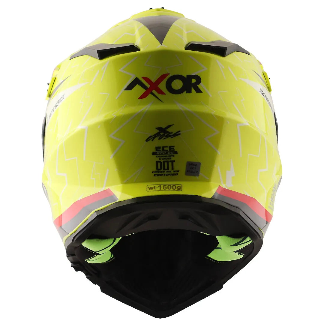 AXOR X Cross Flash Dual Visor Neon Yellow Red Off Road Helmet