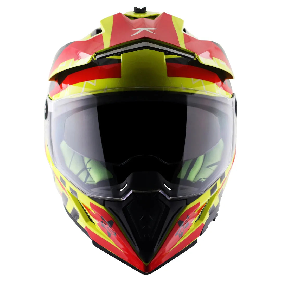 AXOR X Cross Flash Dual Visor Neon Yellow Red Off Road Helmet