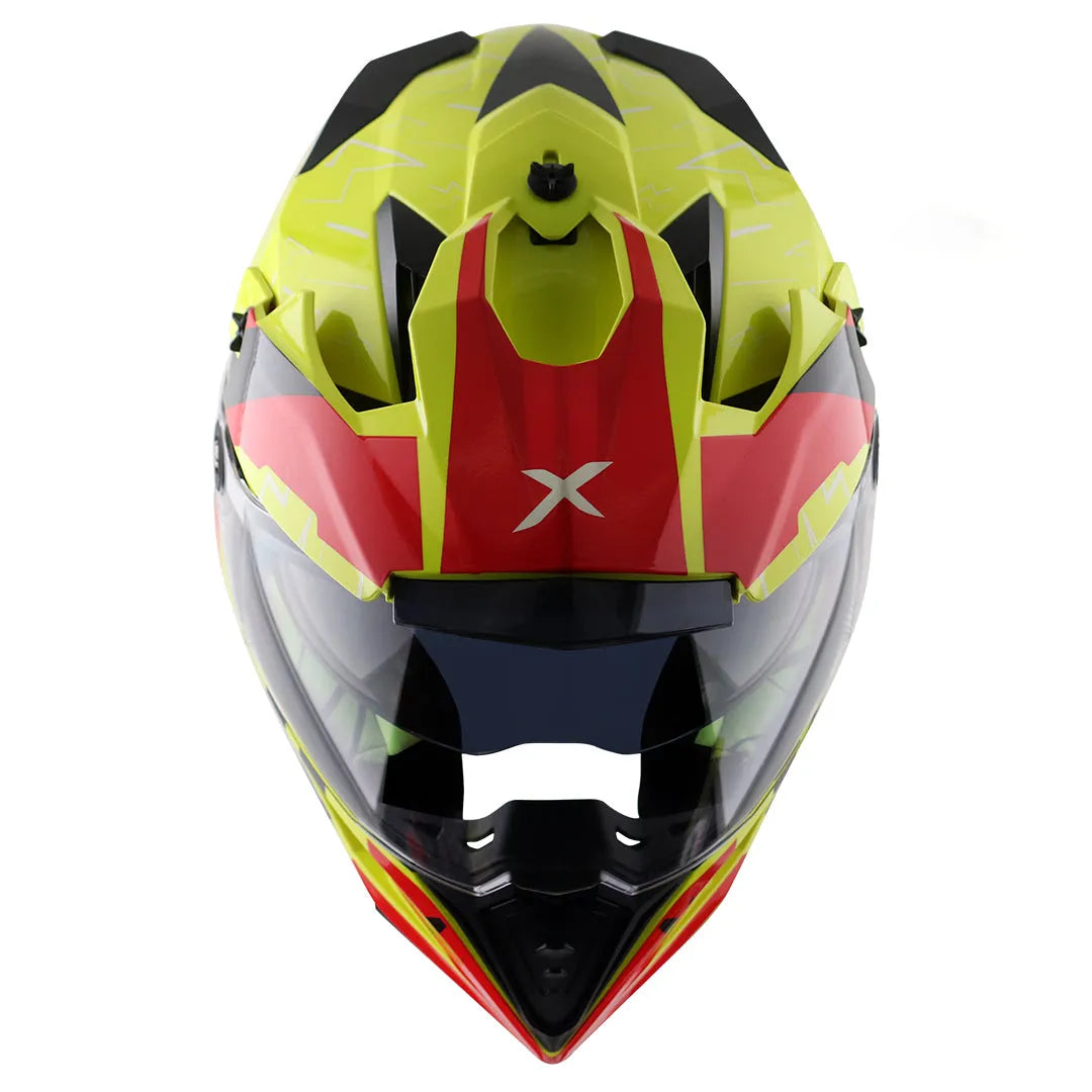 AXOR X Cross Flash Dual Visor Neon Yellow Red Off Road Helmet