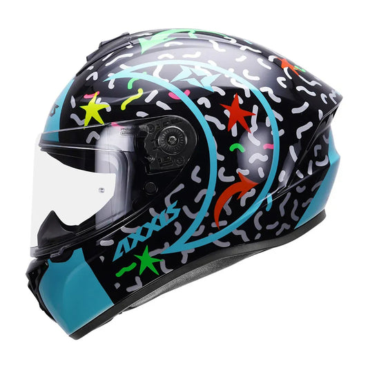 AXXIS 112C Draken S Crazy A7 Gloss Flour Blue Full Face Helmet