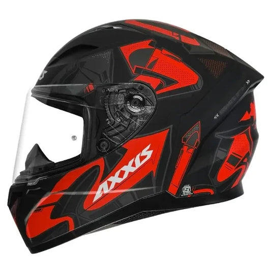 AXXIS 117D Seg Dot Arrows B15 Matt Flo Red Full Face Helmet