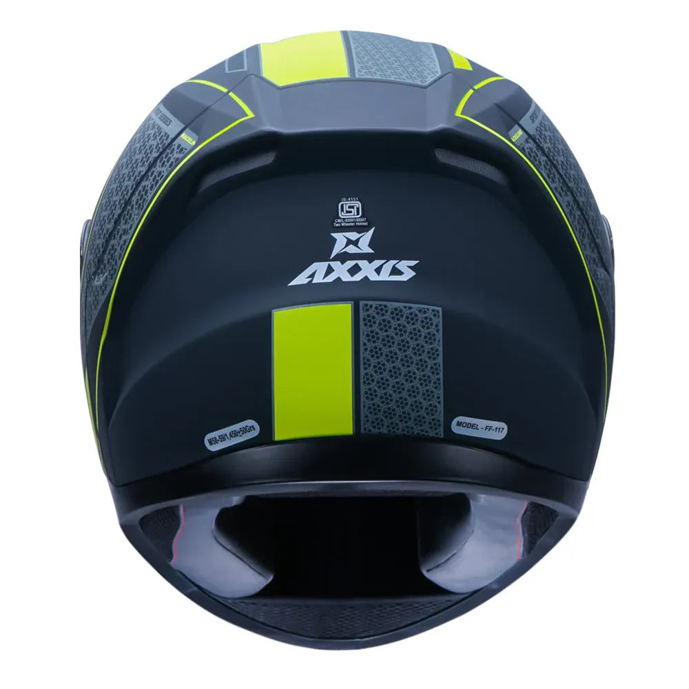 AXXIS 117D Seg Dot Racelinenb3 Matt Fluo Yellow Full Face Helmet