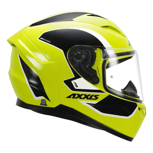 AXXIS 117D Seg Dot Sinner F3 Gloss Fluo Yellow Full Face Helmet